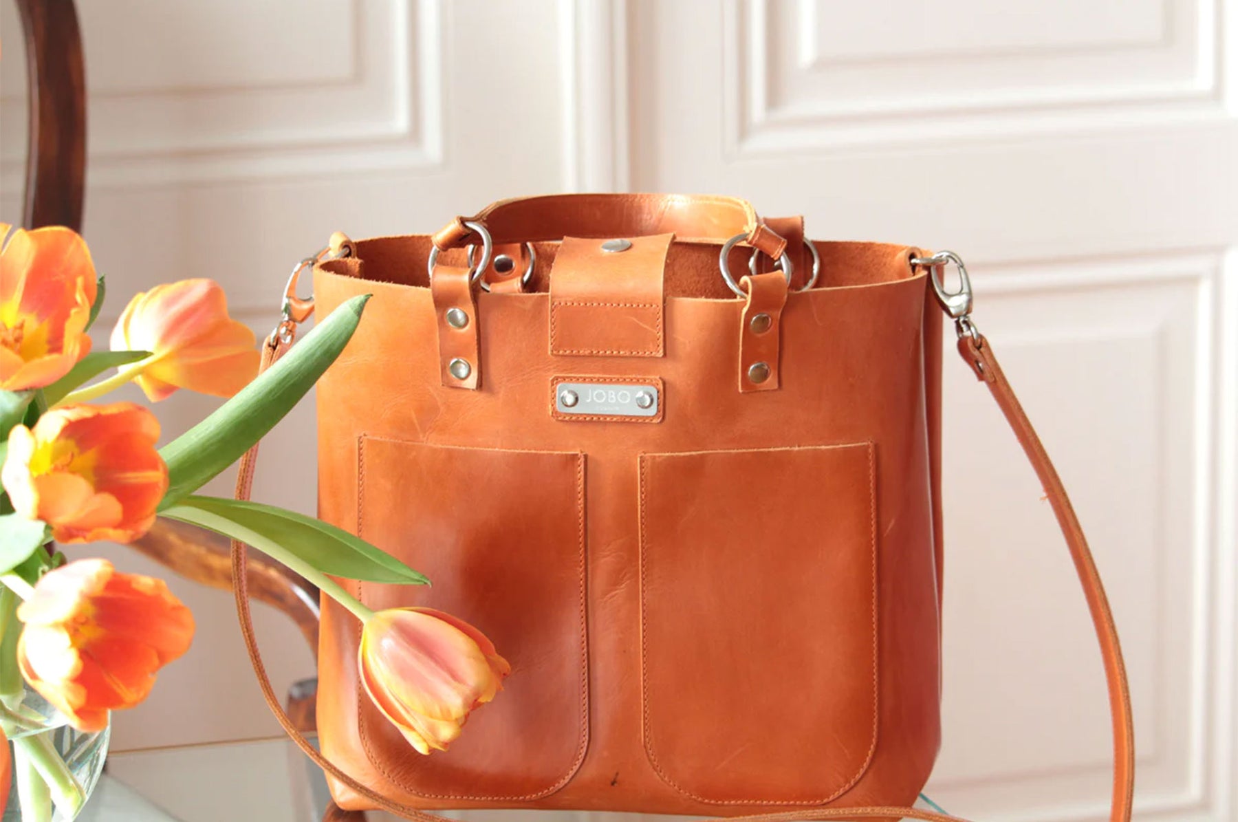 Shopper aus Rindsleder Orange